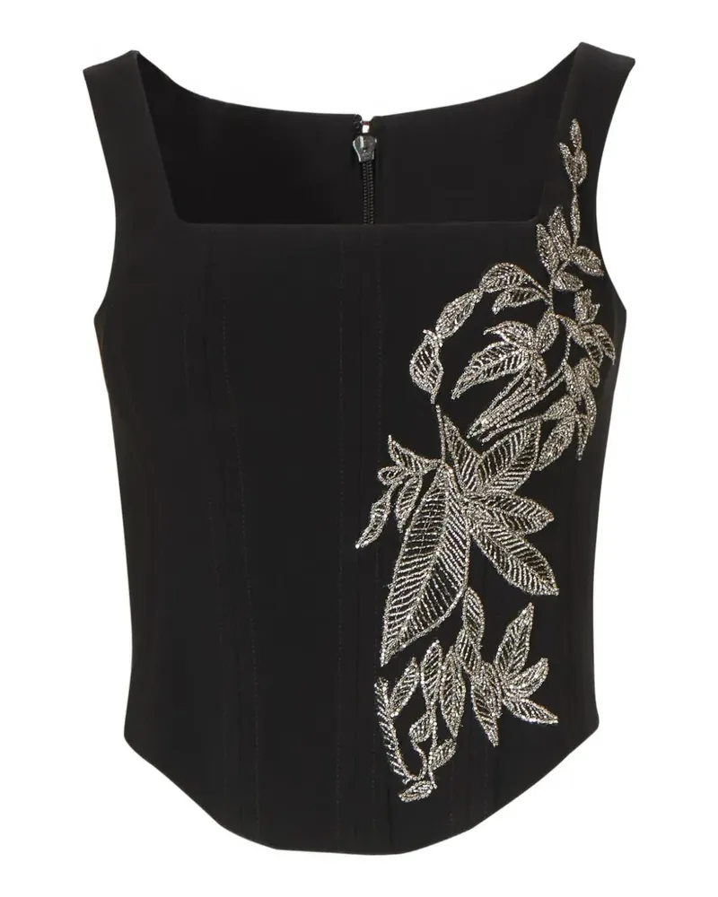 COSTARELLOS Jaxine Bustier aus Krepp mit Applikation - Schwarz Schwarz
