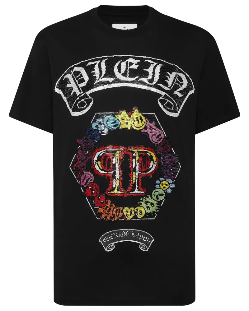Philipp Plein Strass Smile T-Shirt - Schwarz Schwarz