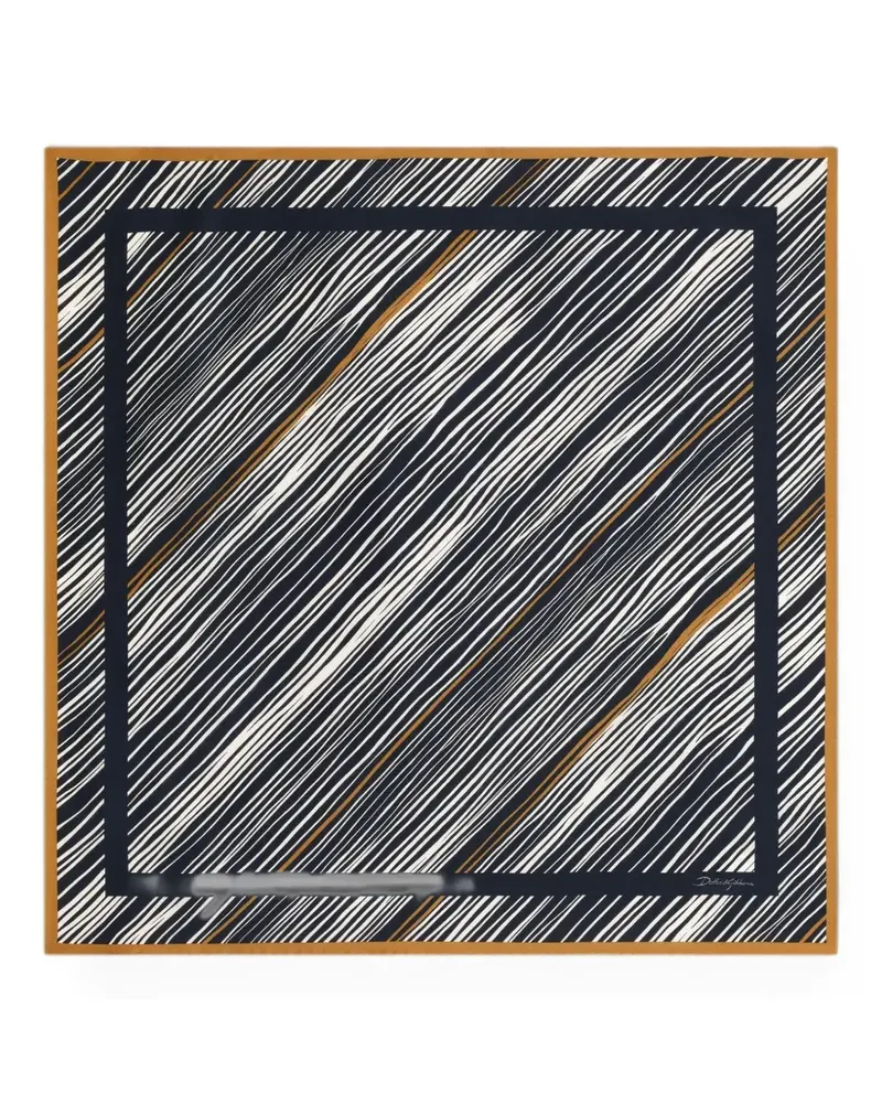 Dolce & Gabbana Gestreifter Seidentwill-Schal 70cm x 70cm - Blau Blau