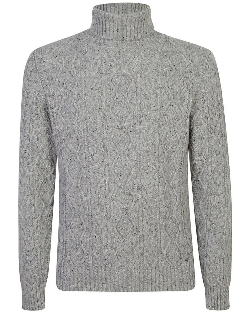 CENERE GB Rollkragenpullover mit Zopfmuster - Grau Grau