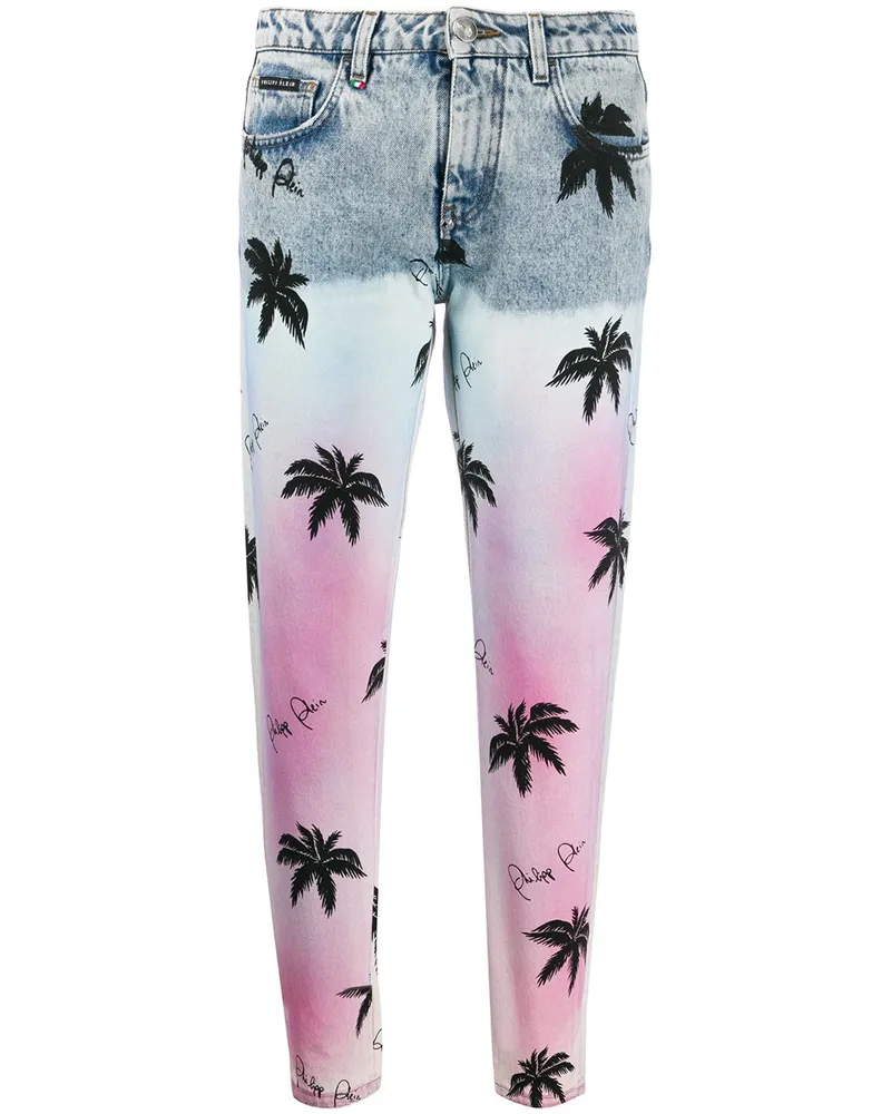 Philipp Plein Boyfriend-Jeans mit Print Blau