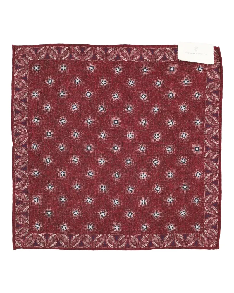Brunello Cucinelli Einstecktuch mit geometrischem Print - Rot Rot