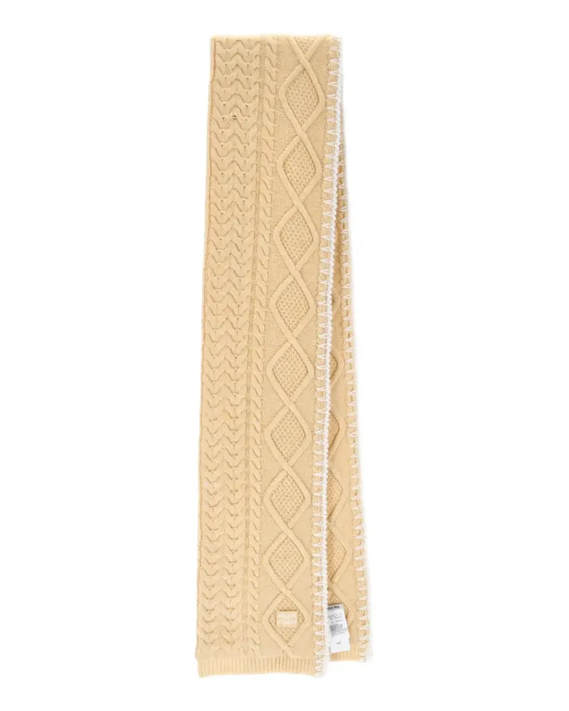 Miu Miu cable-knit embroidered scarf - Nude Nude