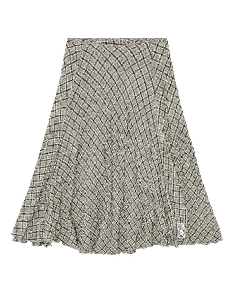 Diesel midi skirt in seersucker-effect check - Grau Grau