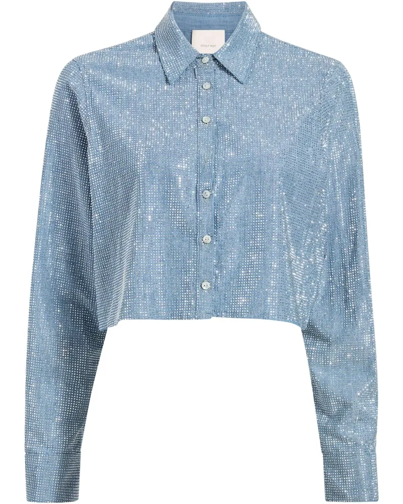 Cinq à Sept Sparkly Cropped-Hemd - Blau Blau