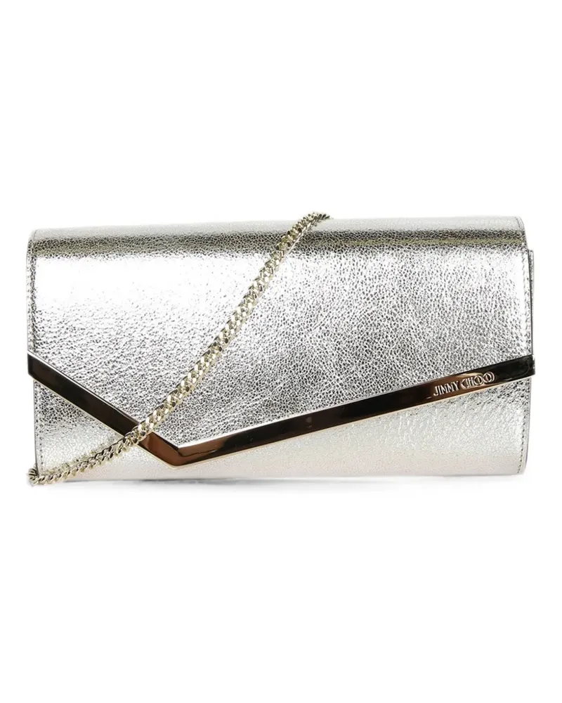 Jimmy Choo Emmie Clutch im Metallic-Look mit Kettenriemen - Silber Silber
