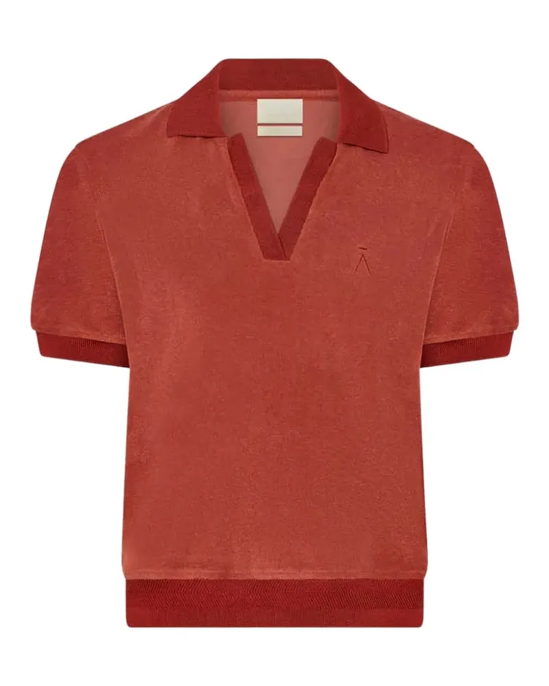 AMAN terry V-neck sweater - Rot Rot