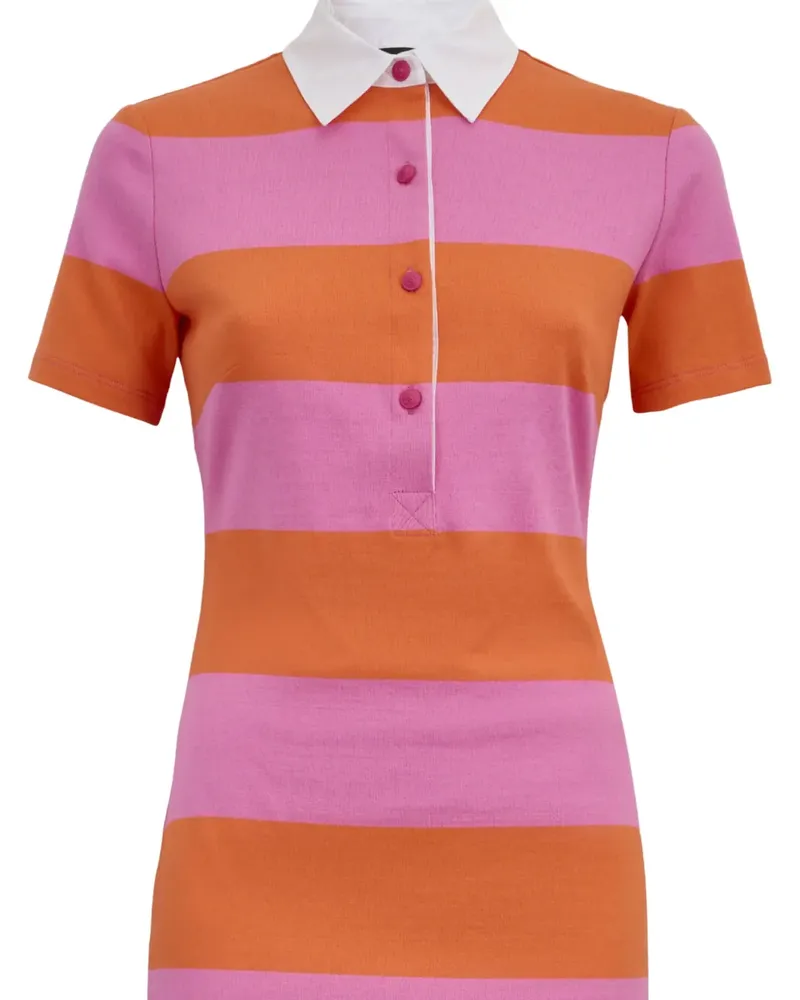 Versace Jeans Gestreiftes Poloshirtkleid - Orange Orange