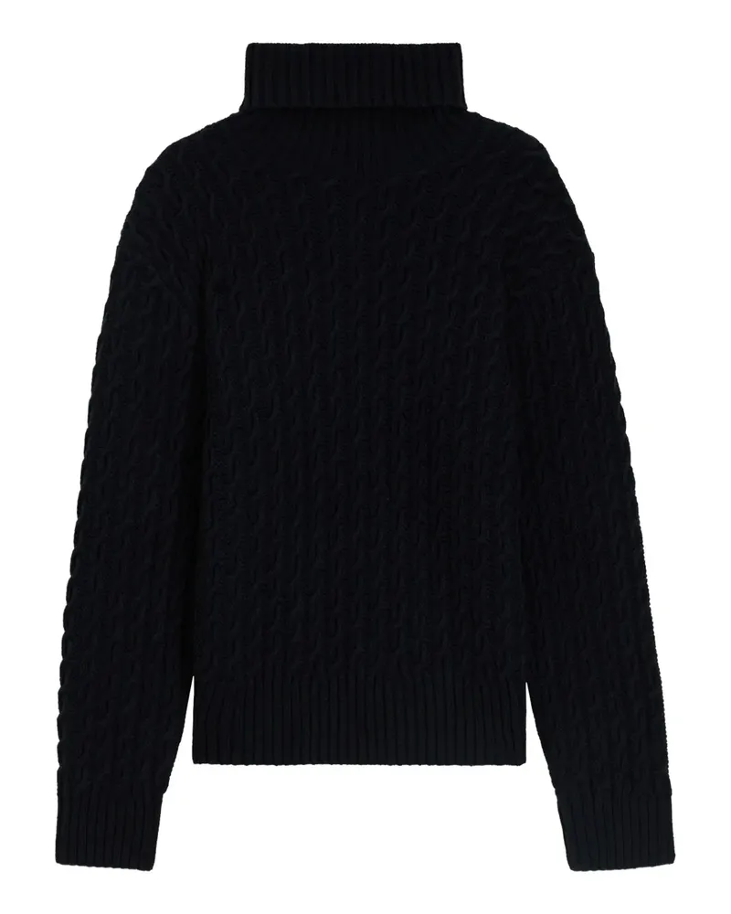 HUGO BOSS Rollkragenpullover mit Zopfmuster - Schwarz Schwarz