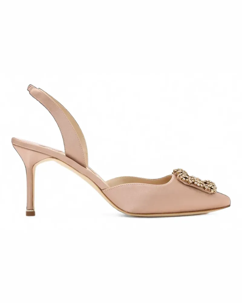 Manolo Blahnik Hangisli crystal-buckle pumps - Rosa Rosa