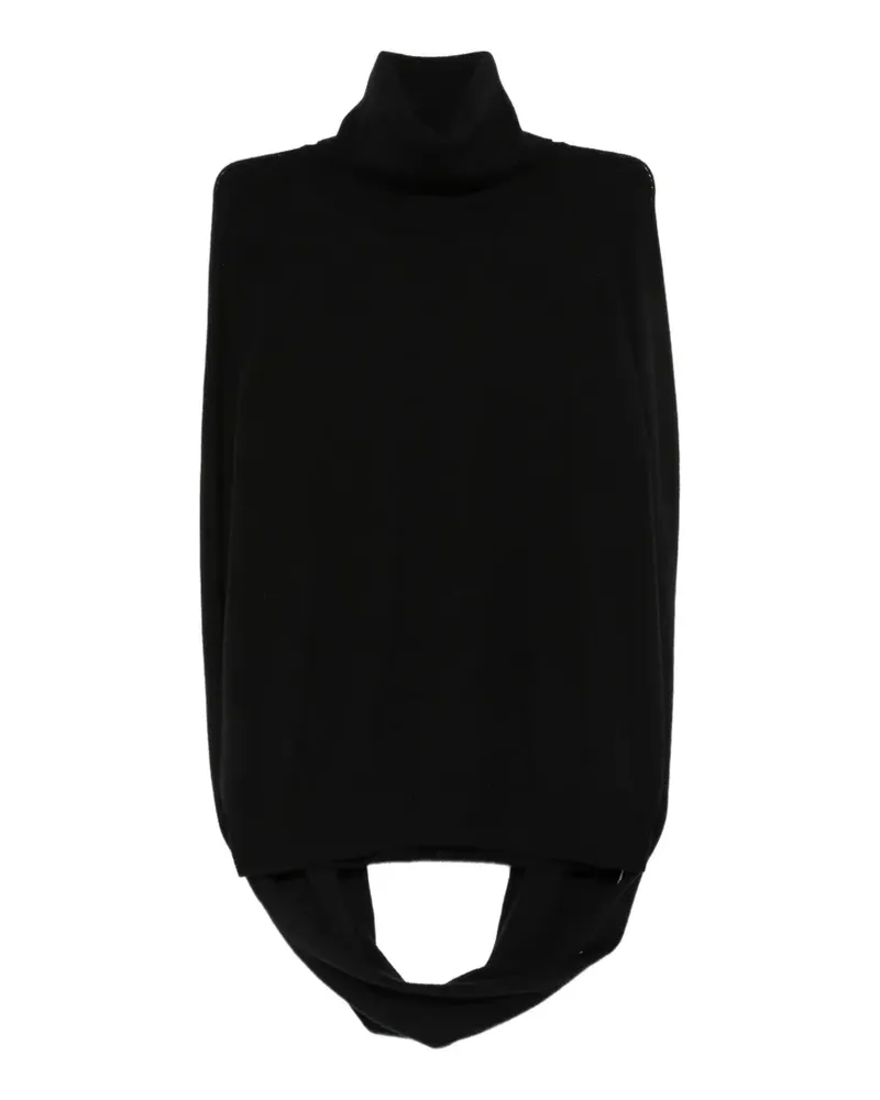 Uma Wang Rollkragenpullover mit drapiertem Detail - Schwarz Schwarz