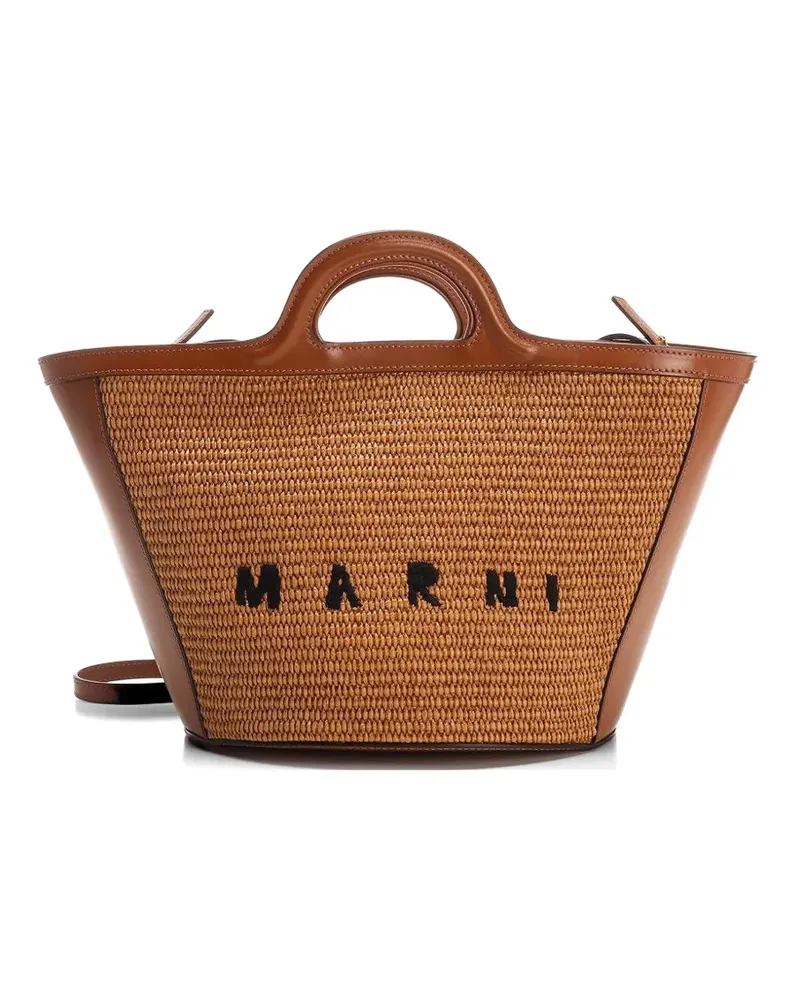 Marni Tropicalia leather-trim tote bag - Braun Braun