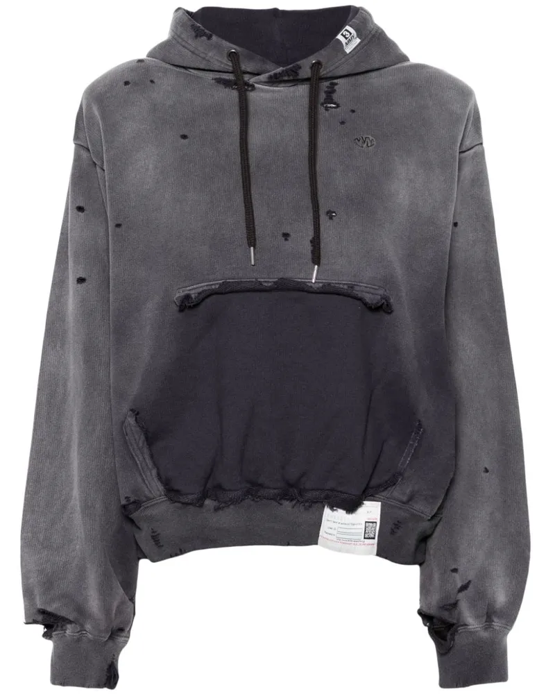 MIHARAYASUHIRO Hoodie im Distressed-Look - Schwarz Schwarz