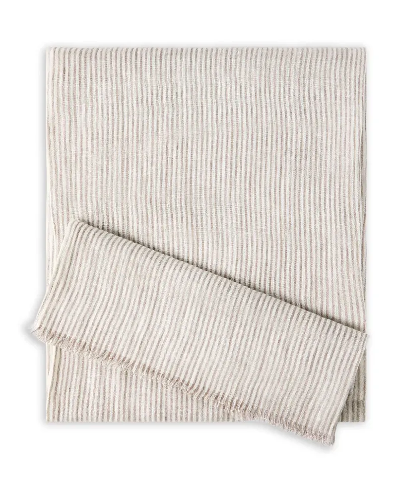 Brunello Cucinelli Gestreifter Leinenschal - Nude Nude