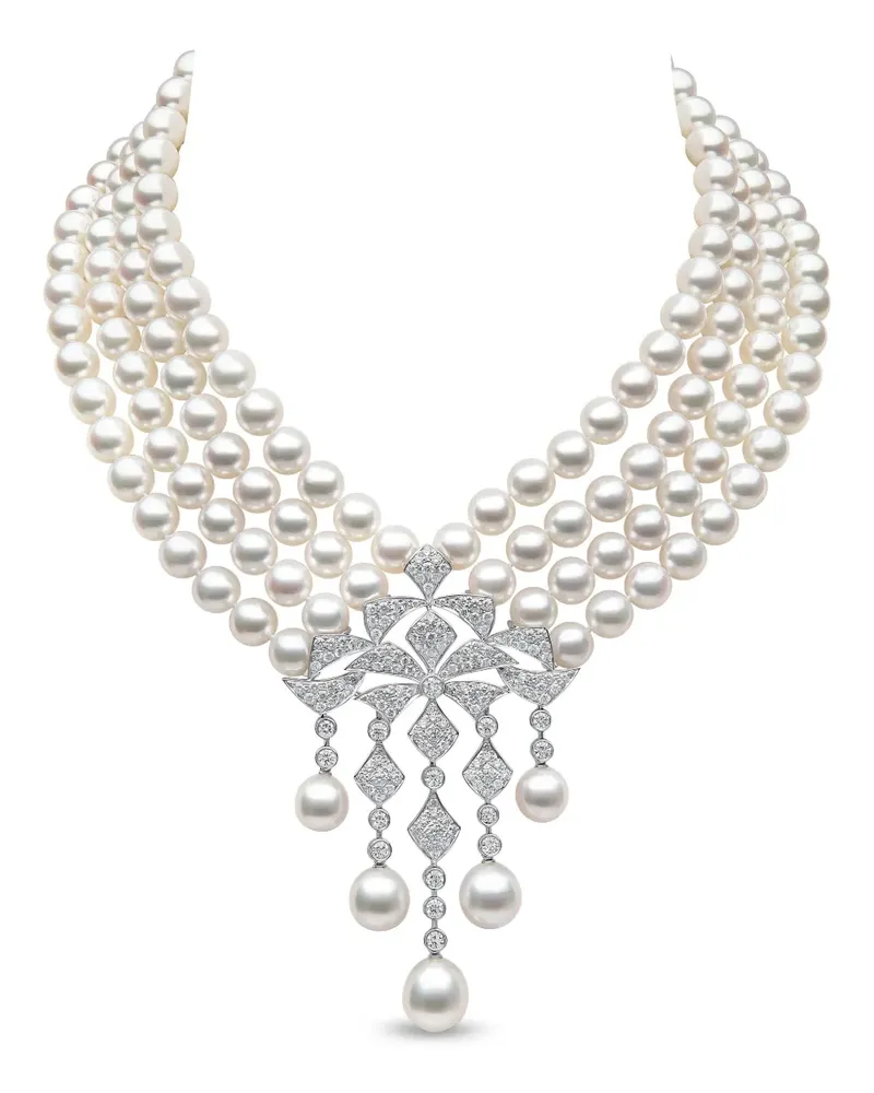 YOKO London 18kt Weißgoldhalskette mit Perle und Diamant - Silber Silber