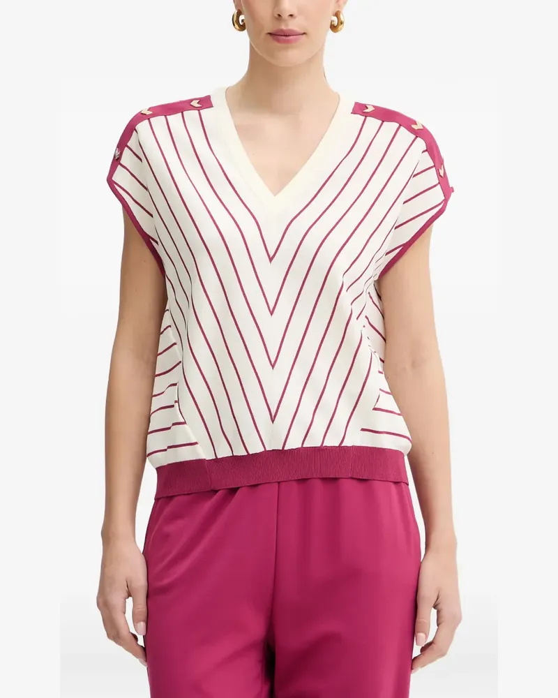 Liu Jo striped chevron-knit sweater - Weiß Weiß