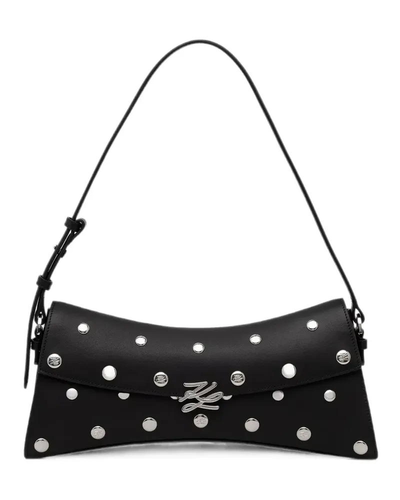 Karl Lagerfeld stud-embellished logo-plaque shoulder bag - Schwarz Schwarz