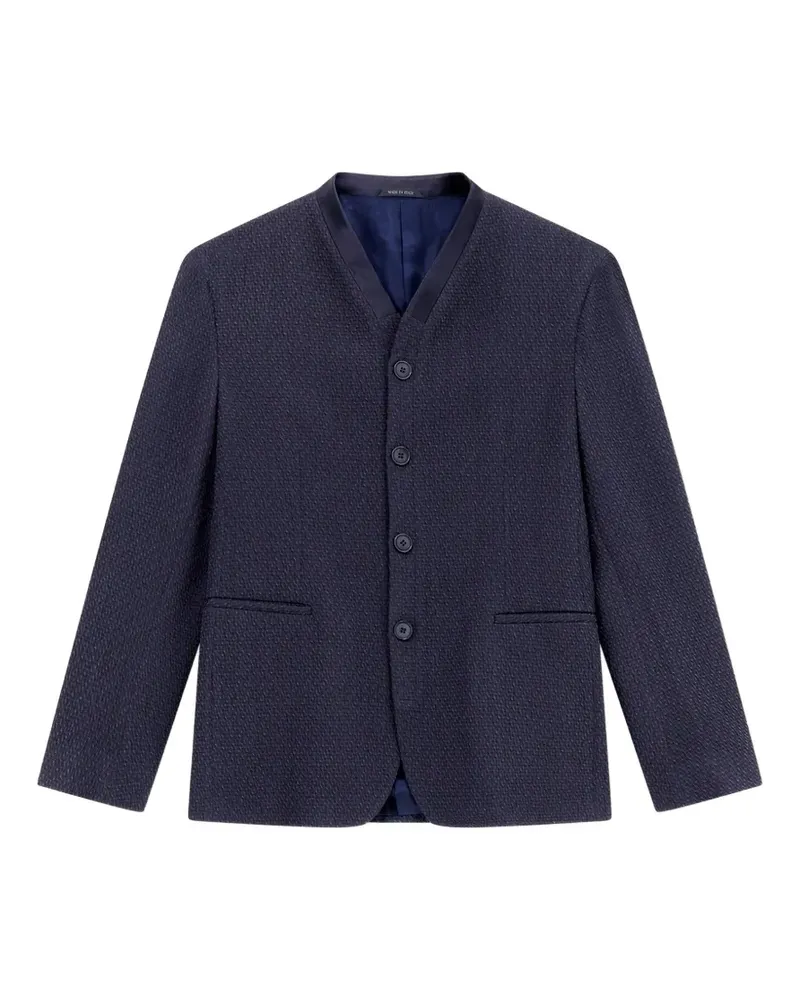 Giorgio Armani Kragenloser Blazer mit Jacquardmuster - Blau Blau