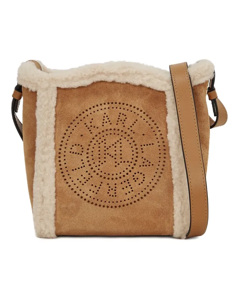 Karl Lagerfeld Kleine K/Circle Beuteltasche aus Shearling - Braun Braun