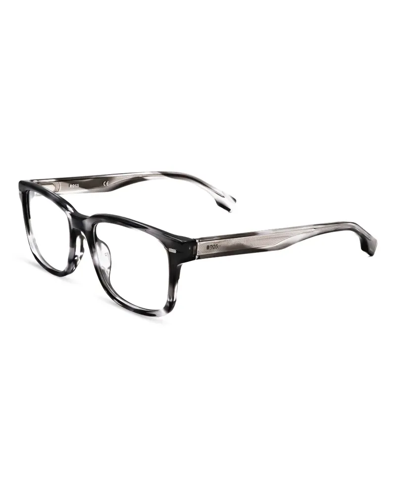 HUGO BOSS Gestreifte Brille mit eckigem Gestell - Grau Grau