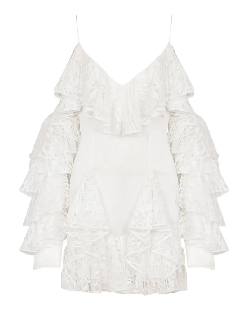 Balmain Minikleid mit Rüschen - Weiß Weiß