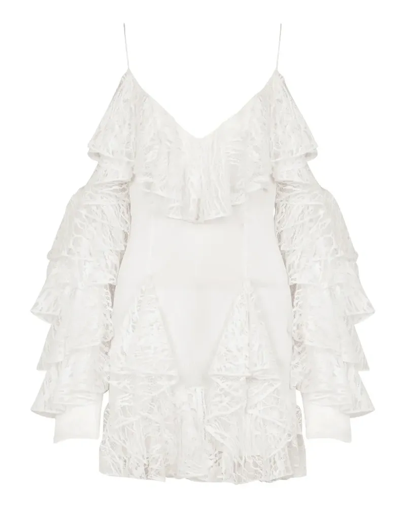 Balmain Minikleid mit Rüschen - Weiß Weiß