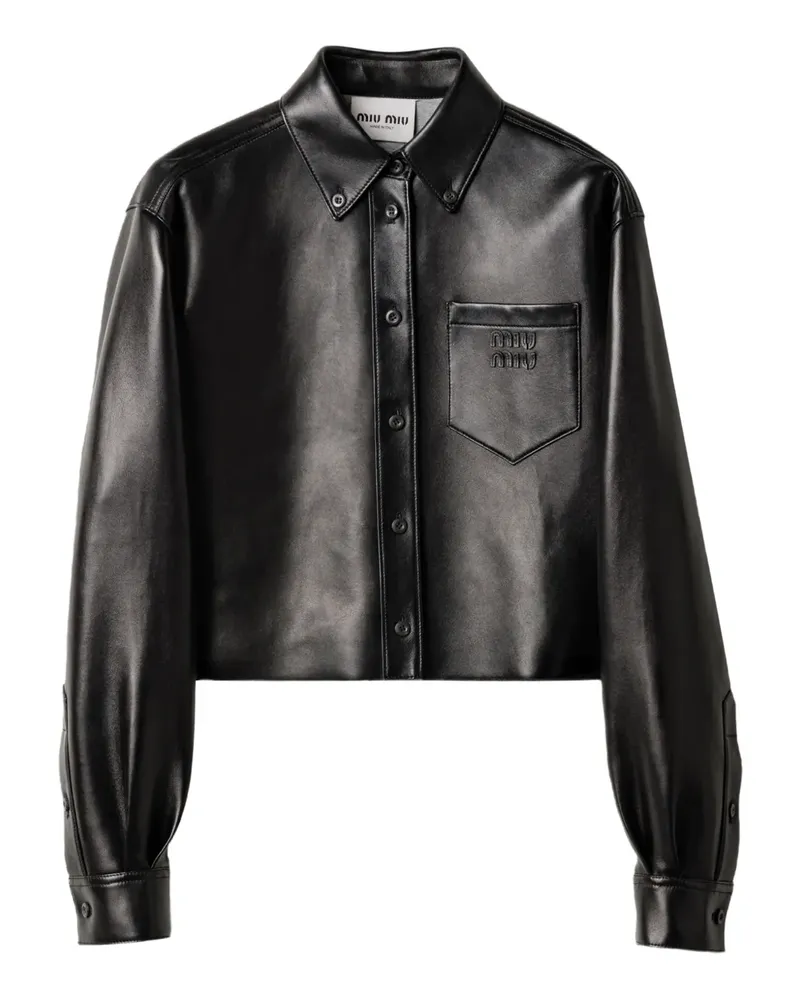 Miu Miu Hemdjacke aus Leder - Schwarz Schwarz