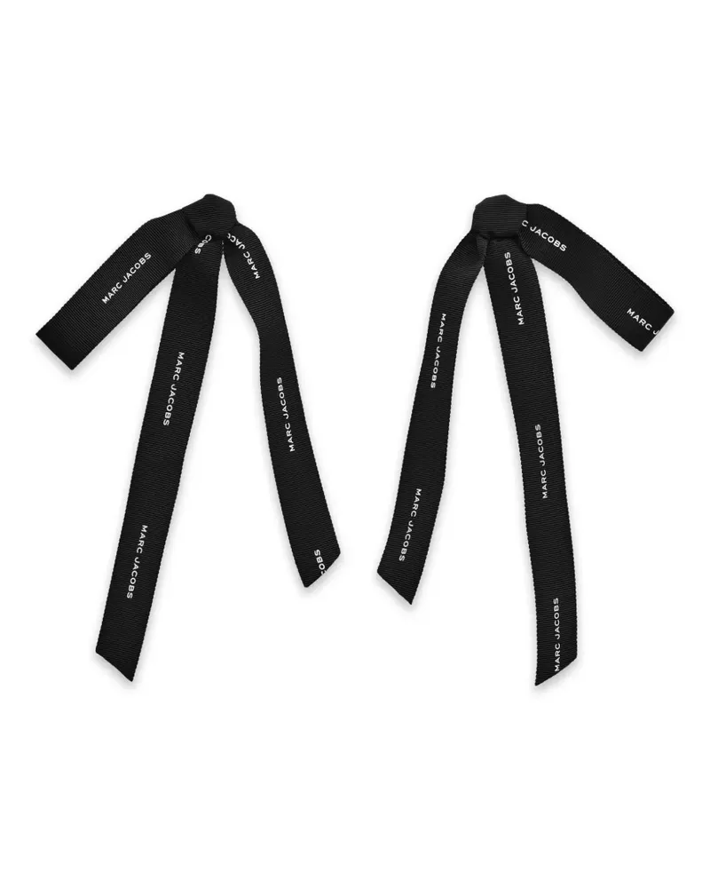 Marc Jacobs The Ribbon logo-print grosgrain earrings - Schwarz Schwarz