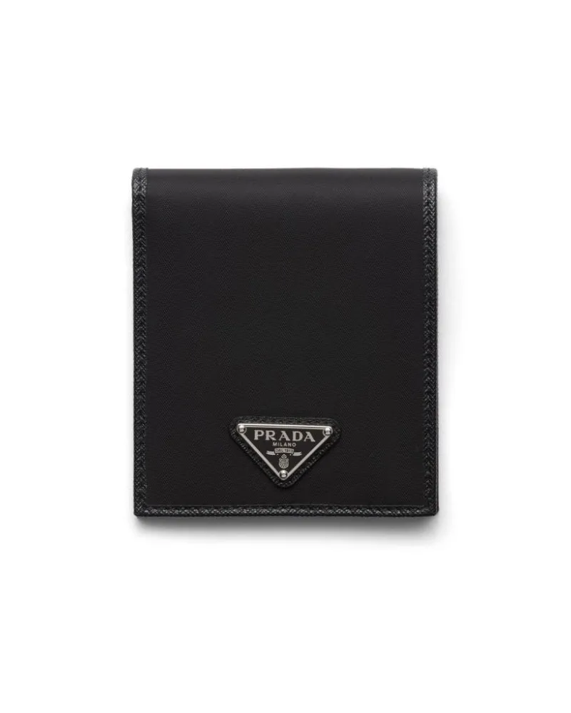 Prada Portemonnaie mit Logo-Schild - Schwarz Schwarz