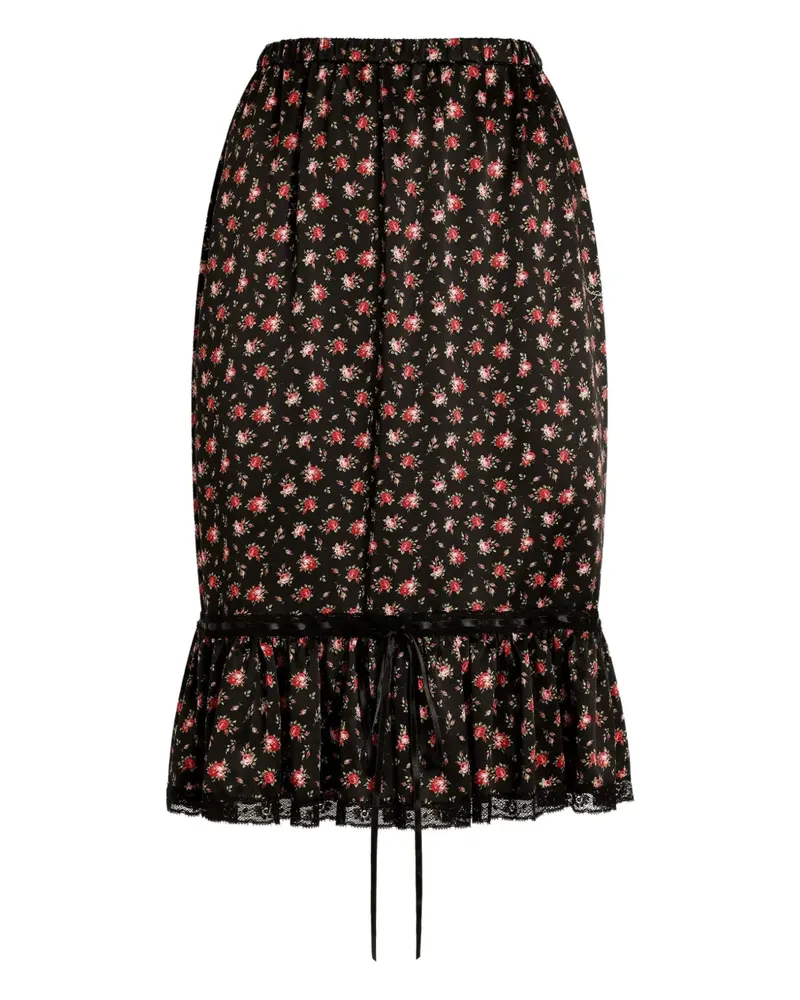 Dolce & Gabbana Gerüschter Midirock mit Blumen - Schwarz Schwarz