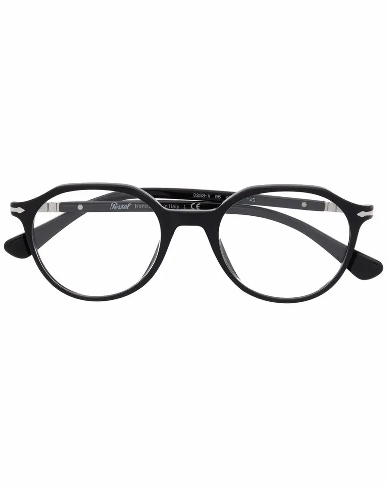 Persol Brille mit rundem Gestell - Schwarz Schwarz