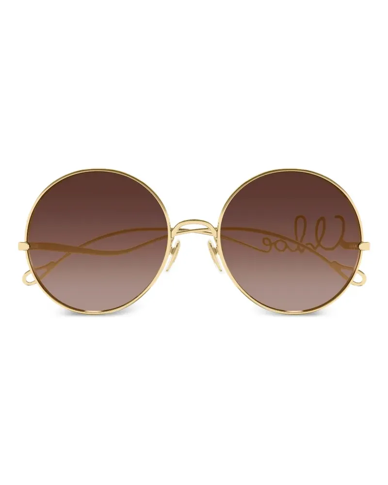 Chloé Runde Sonnenbrille mit Logo - Gold Gold