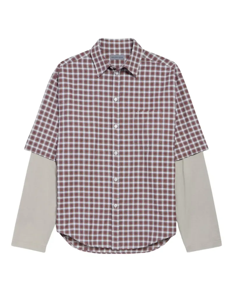 Balenciaga checked layered shirt - Rot Rot