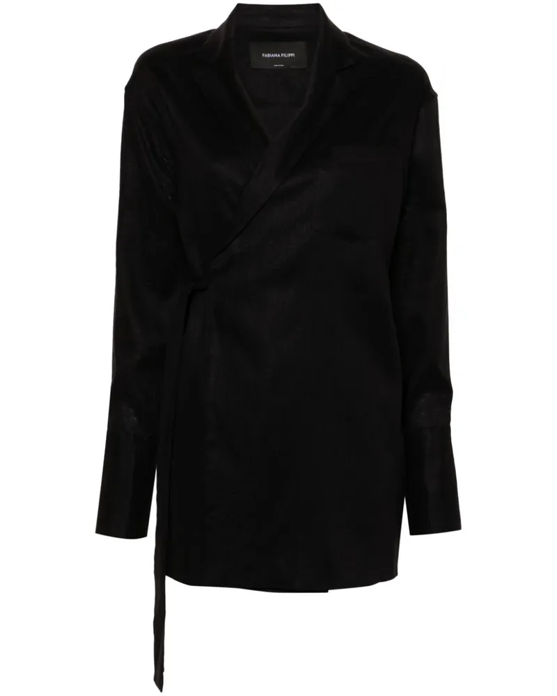 Fabiana Filippi Leinenjacke im Wickelstil - Schwarz Schwarz