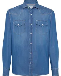 Brunello Cucinelli Jeanshemd mit Druckknöpfen Blau