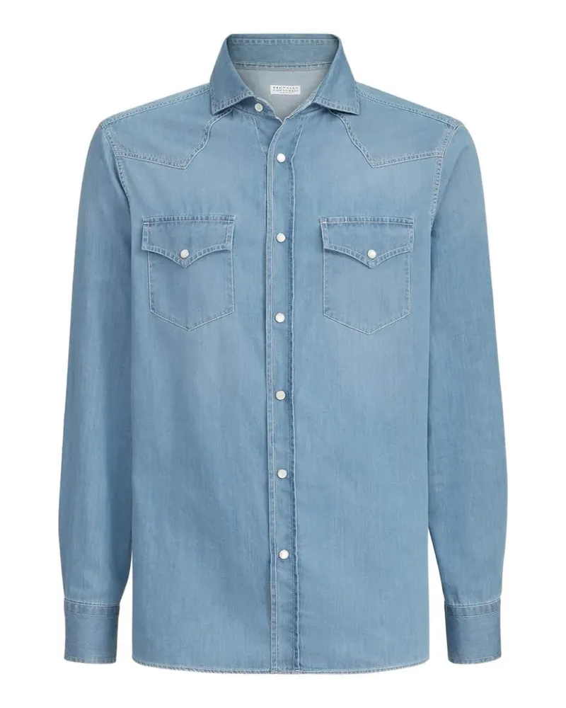 Brunello Cucinelli Jeanshemd mit Druckknöpfen - Blau Blau