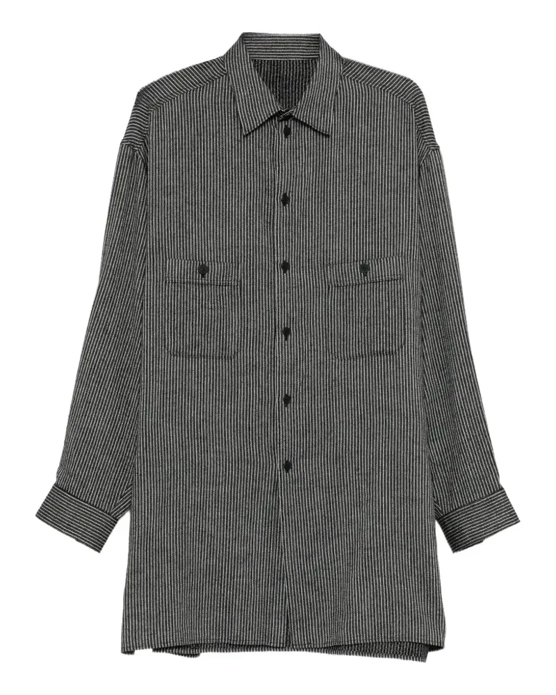 Yohji Yamamoto Meliertes Hemd mit Längsstreifen - Schwarz Schwarz