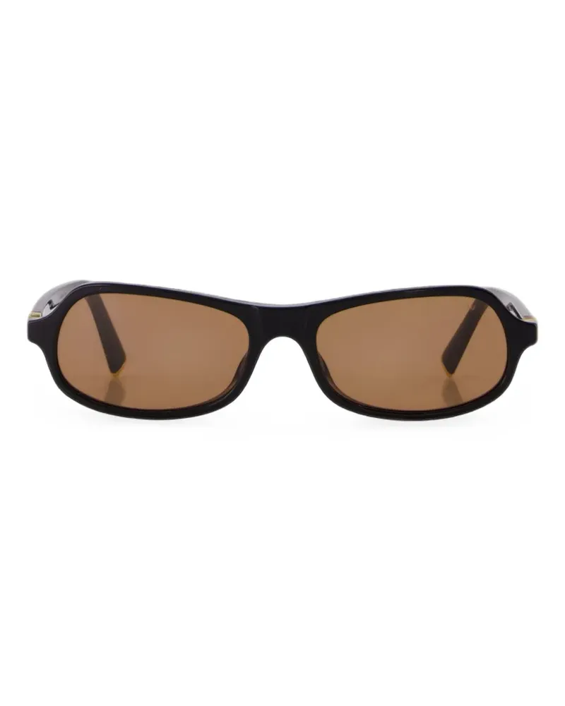 Miu Miu logo-plaque rectangle-frame sunglasses - Schwarz Schwarz