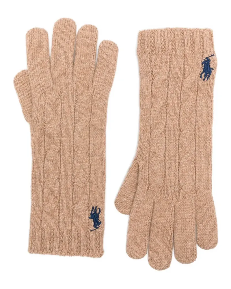 Ralph Lauren Zopfmuster-Handschuhe mit Logo-Stickerei - Nude Nude