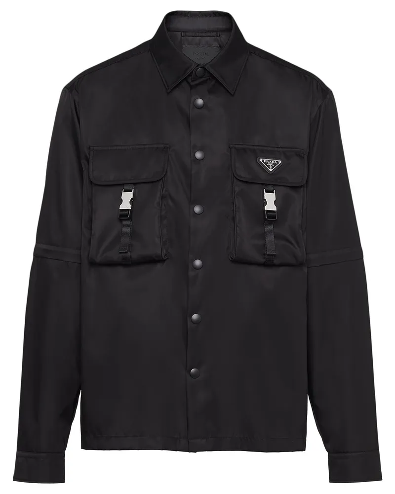 Prada Re-Nylon Hemd mit Triangel-Logo - Schwarz Schwarz