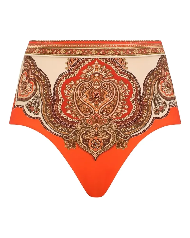 Zimmermann Mahon paisley-print bikini bottom - Orange Orange