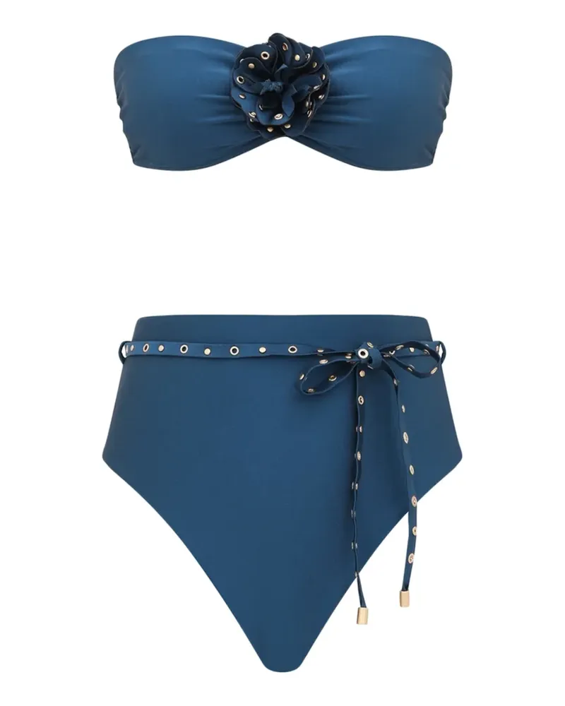 Zimmermann Indra Blumen-Bikini mit Nieten - Blau Blau