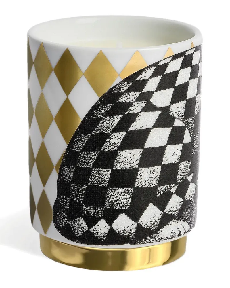 Fornasetti Kerze mit Katzen-Print - Weiß Weiß