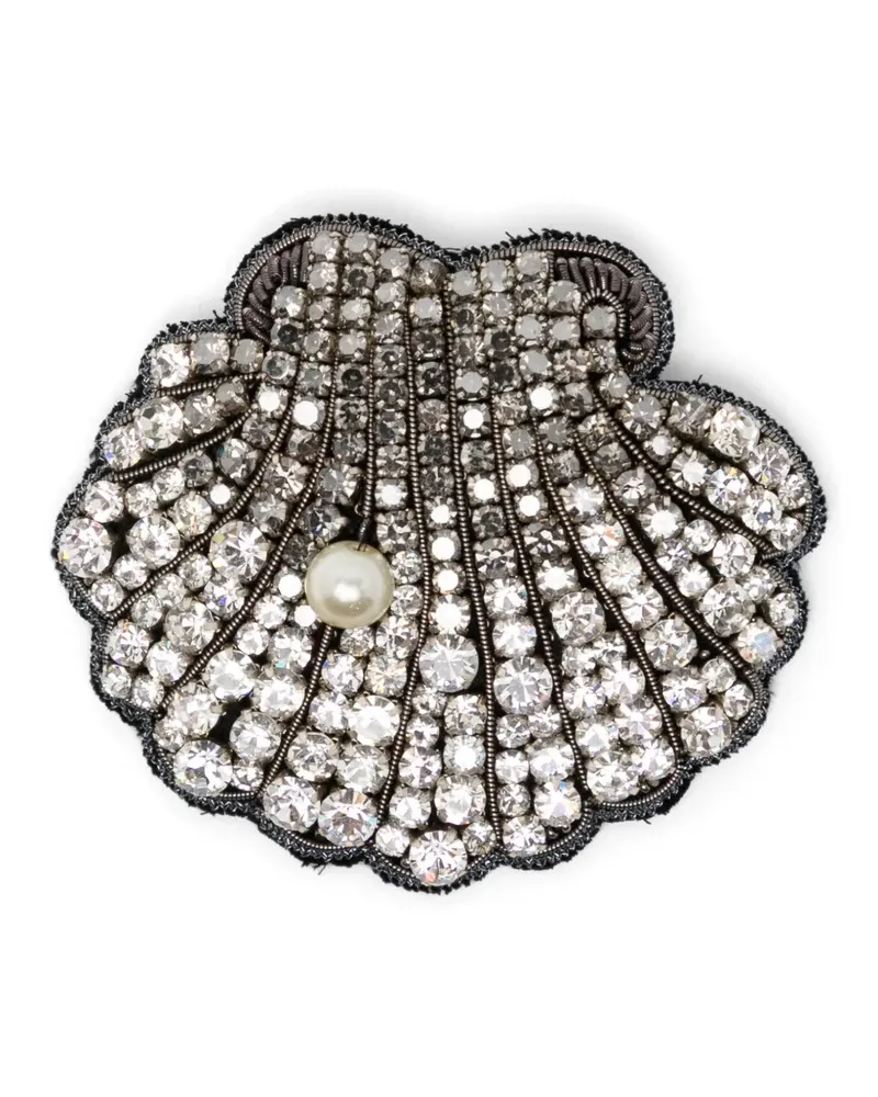 Dice Kayek crystal-embellished shell brooch - Silber Silber