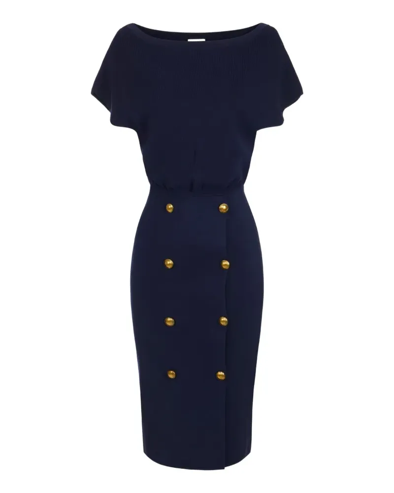 Elisabetta Franchi Strickkleid mit Schmuckknöpfen - Blau Blau