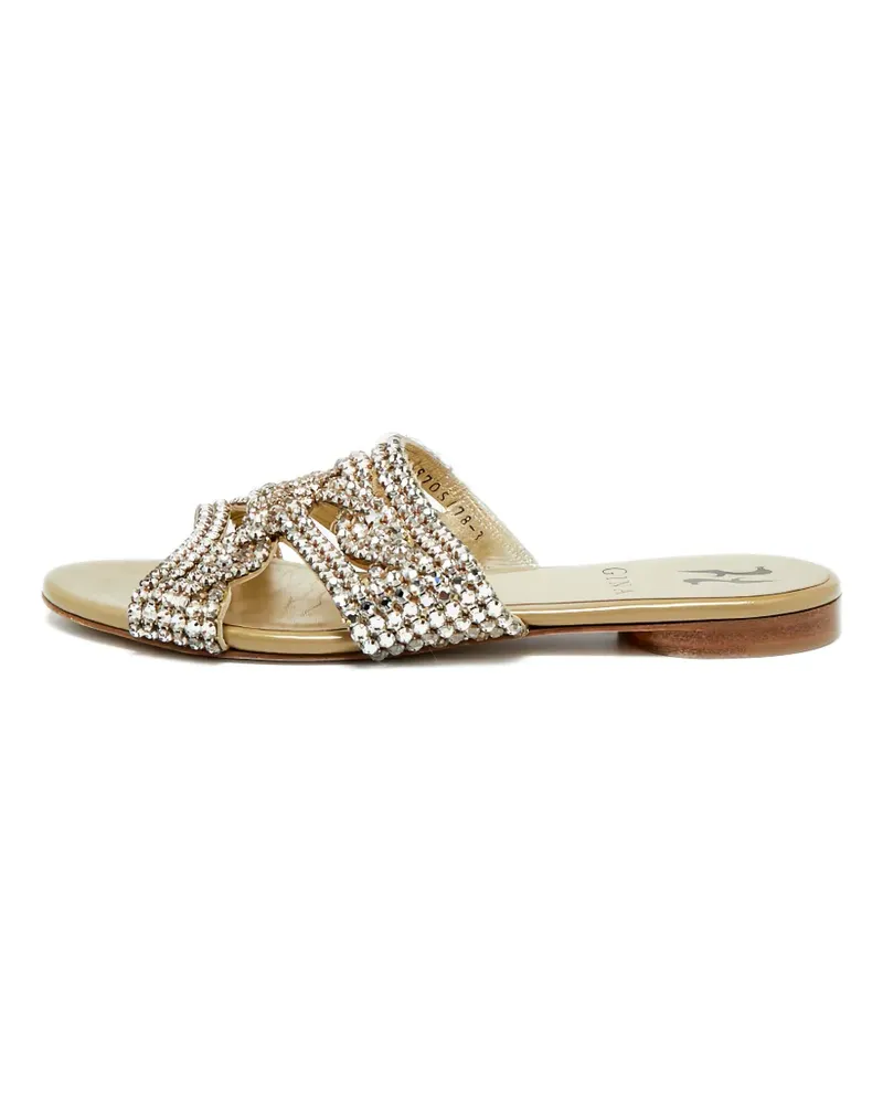 Gina crystal-embellished flat sandals - Gold Gold