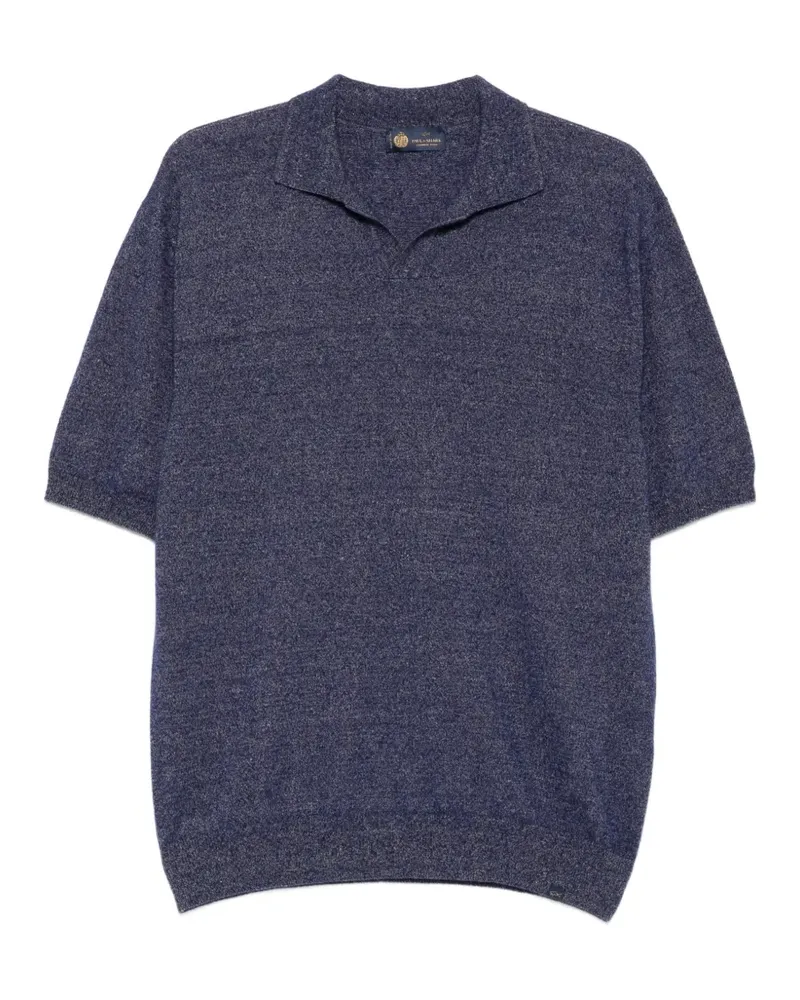 Paul & Shark Meliertes T-Shirt mit offenem Kragen - Blau Blau