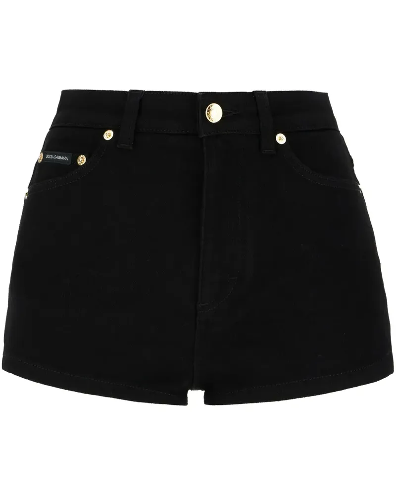 Dolce & Gabbana Jeans-Shorts mit Logo-Schild - Schwarz Schwarz