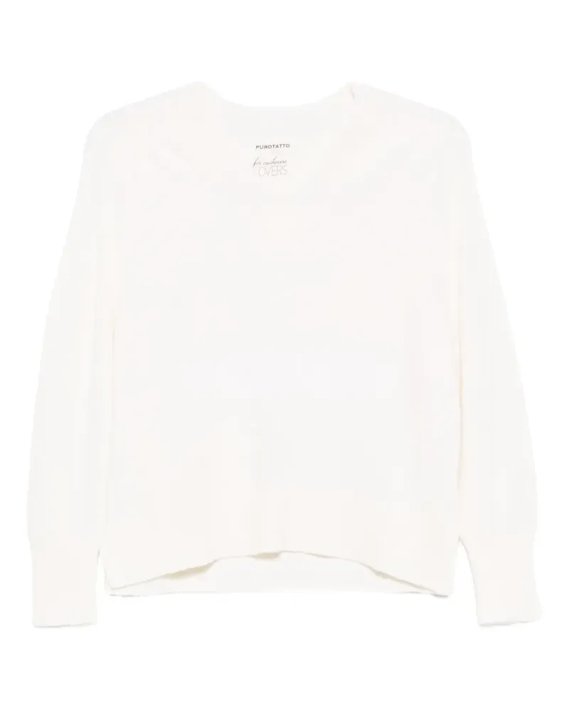 Purotatto Pullover mit V-Ausschnitt - Weiß Weiß