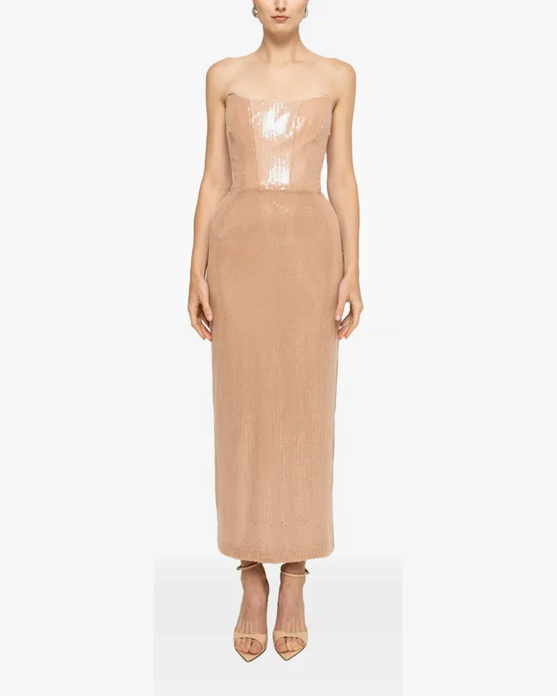 NISSA sequin-embellished strapless midi dress - Nude Nude